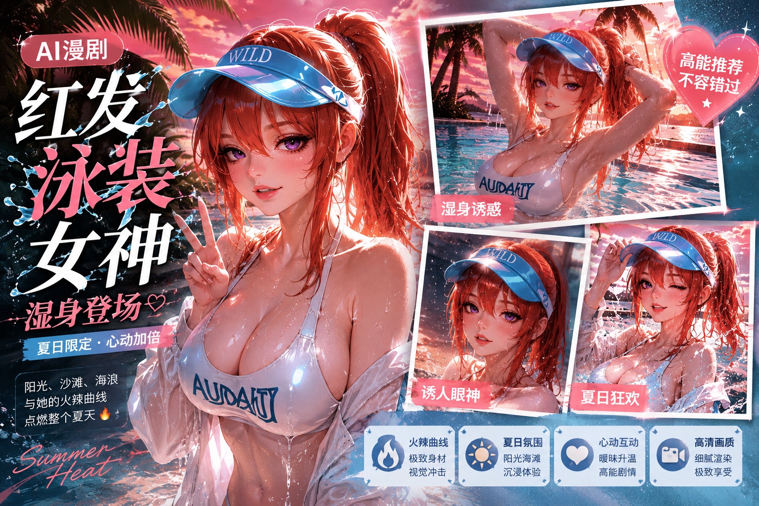 红发巨乳美女脱掉湿泳装被干 最后以激烈的颜射结束封面