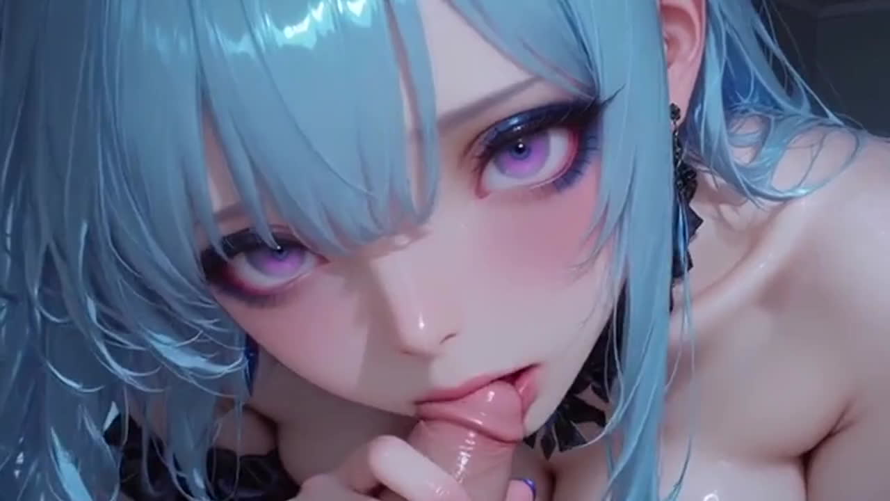 终极_AI_成人动漫！蓝头发女孩的热辣场景：口交、后入式和传教士体位封面