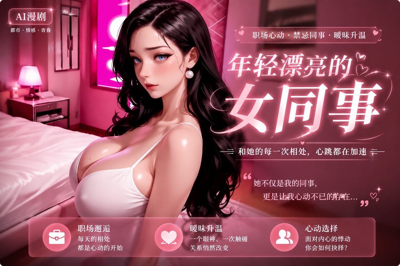 AI漫剧 年轻漂亮的女同事情趣酒店自慰诱惑忍不住猛操她封面