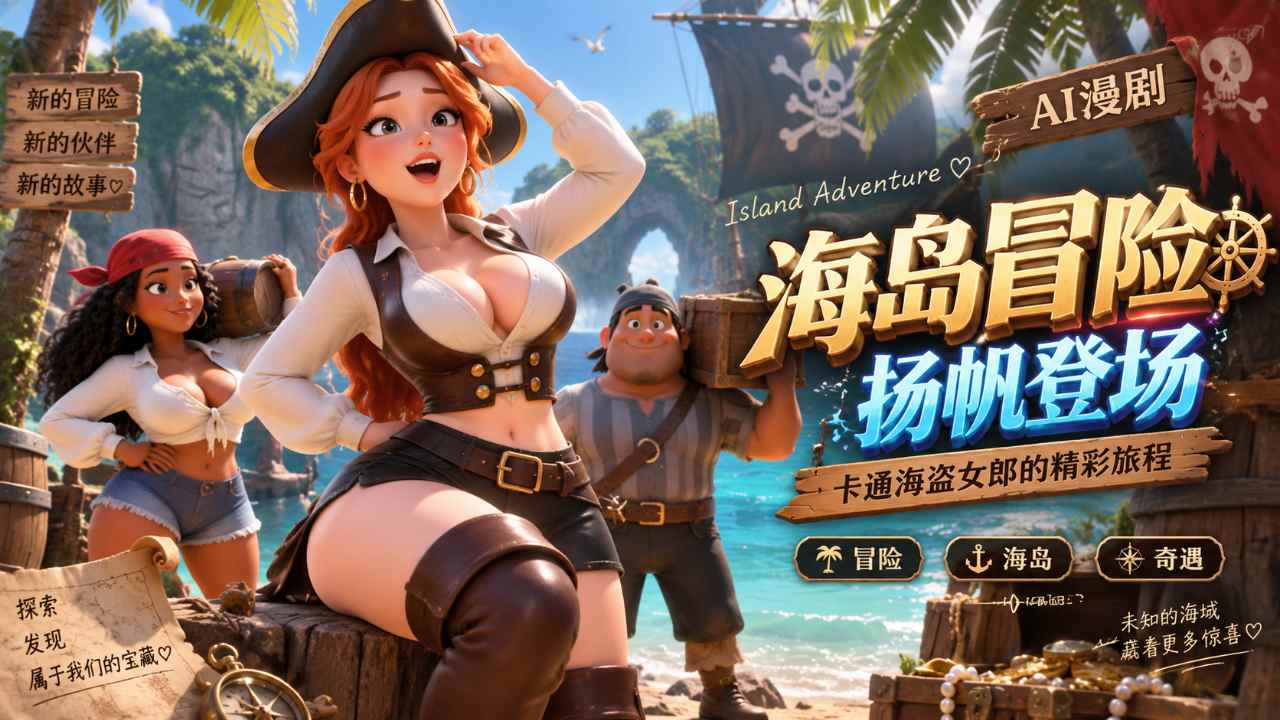 海岛冒险 火辣卡通海盗女郎封面