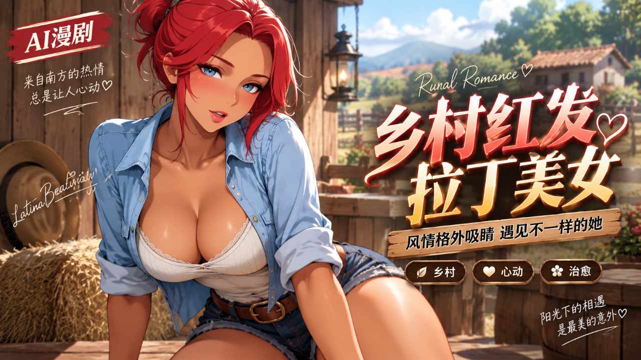 巨乳乡村女孩晒黑的红发拉丁女郎封面