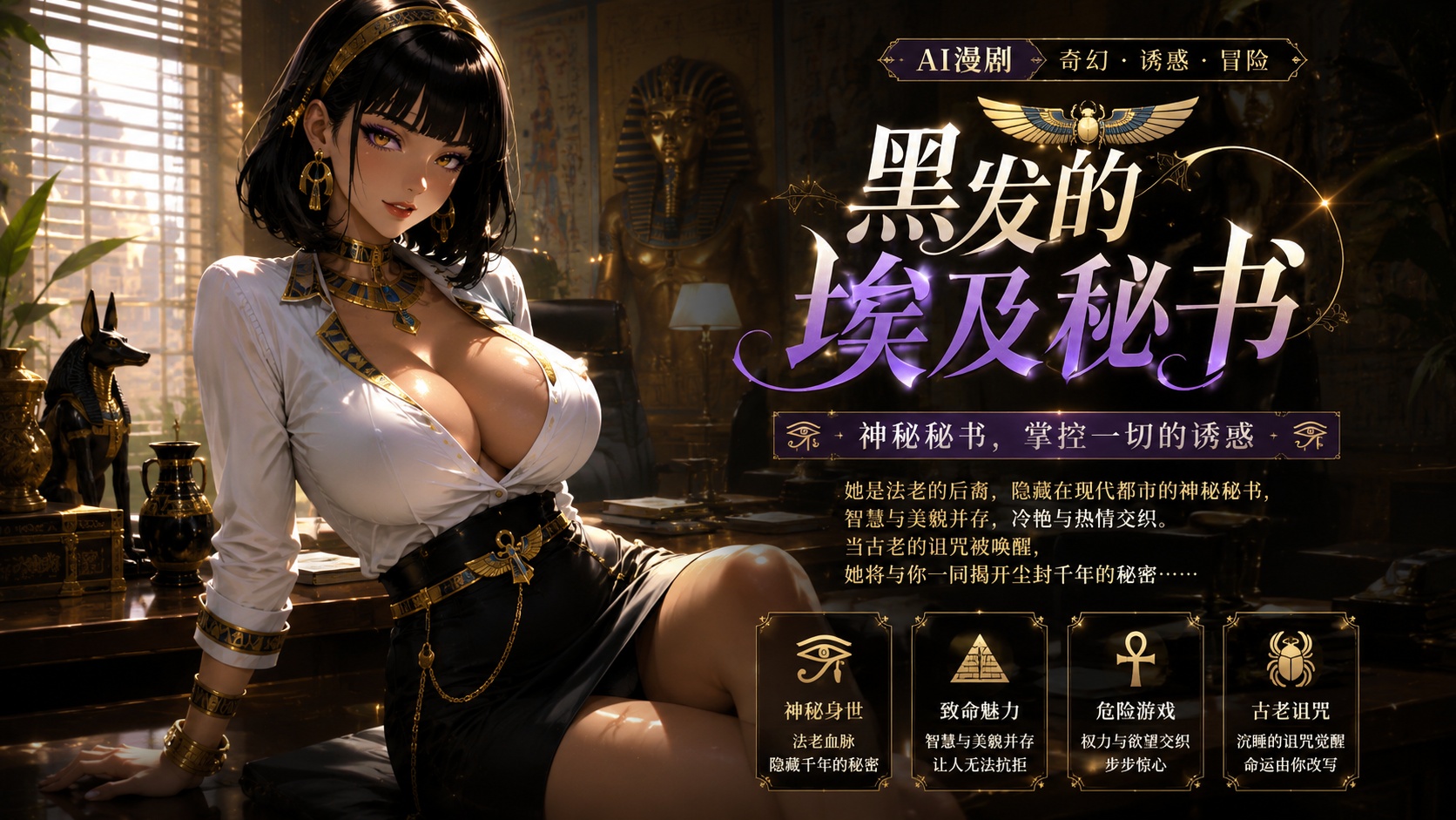 黑发的埃及秘书在办公室带老板性服务封面
