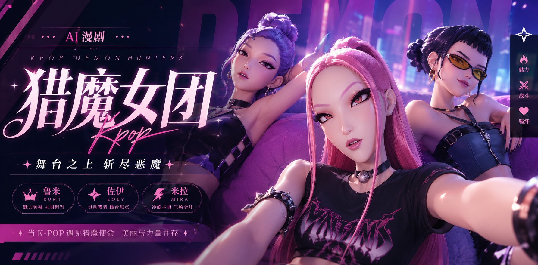 KPOP猎魔女团_鲁米，佐伊，米拉轮流被黑白大鸡巴搞封面