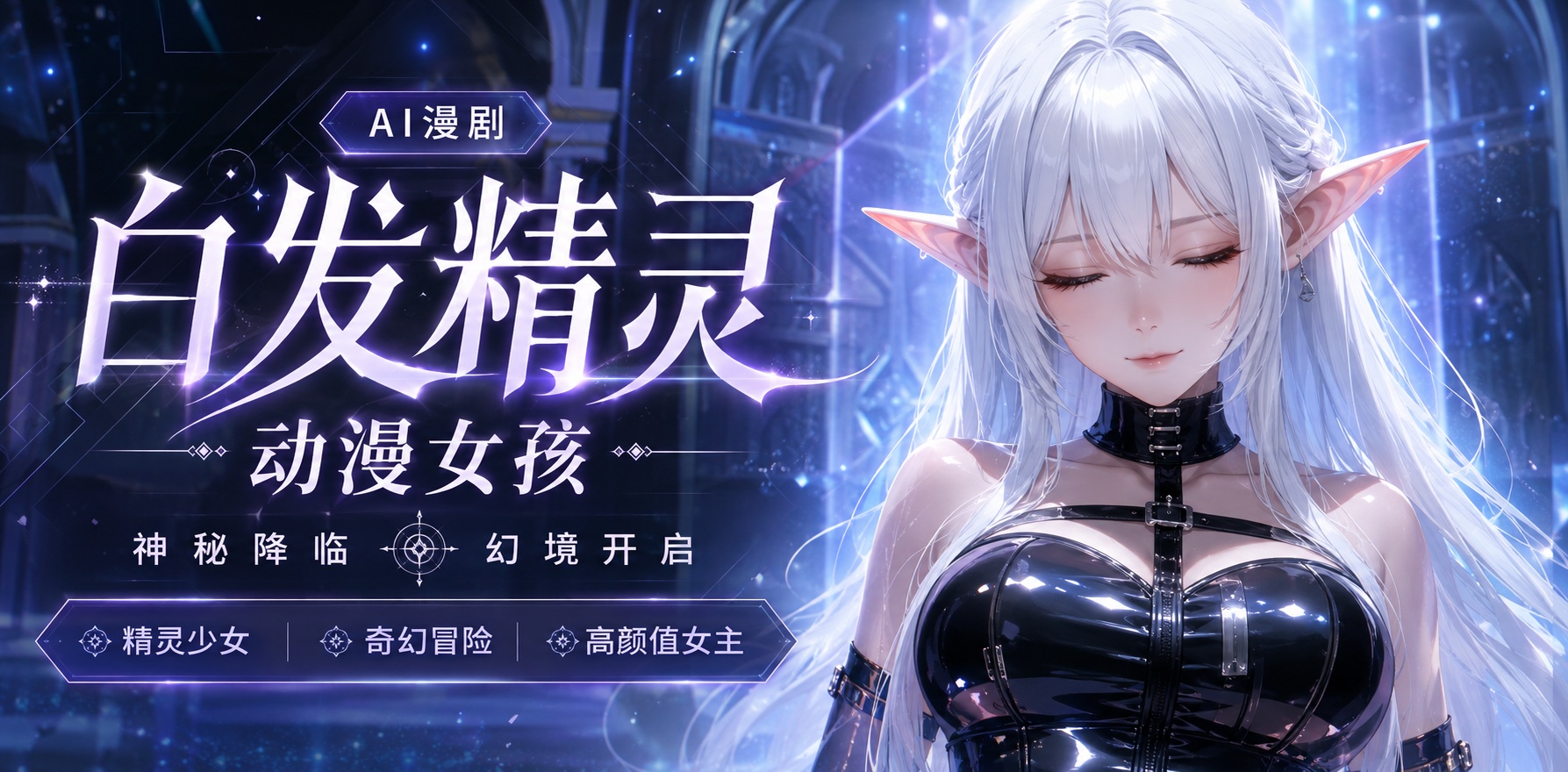 白头发精灵动漫女孩乱搞粉红色的粘液封面