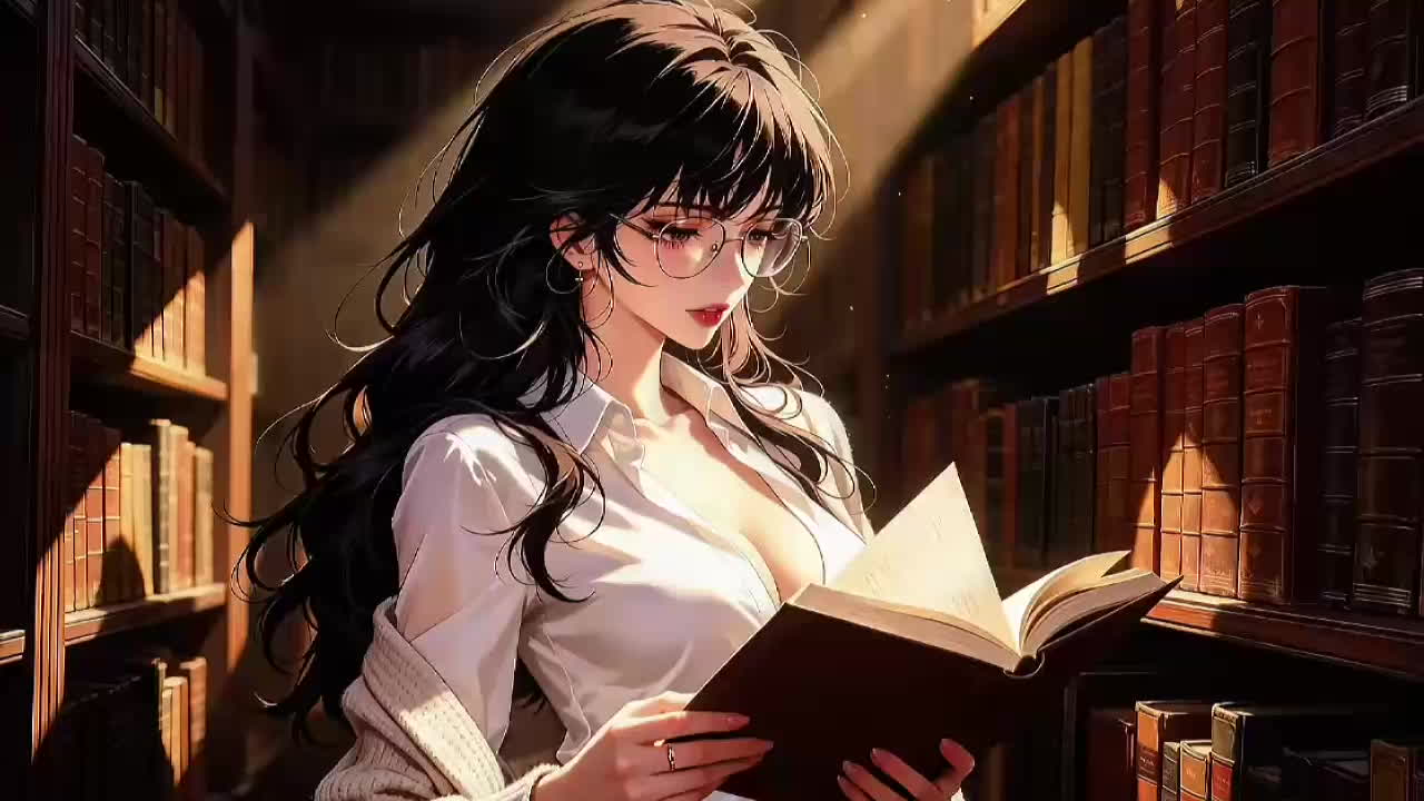 眼镜美女，图书馆的私人学习会议。超级诱惑封面