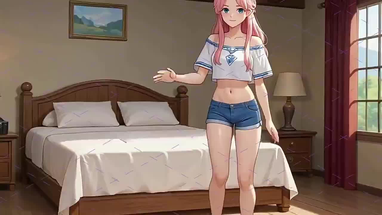 粉发动漫少女口交与后入hentai封面